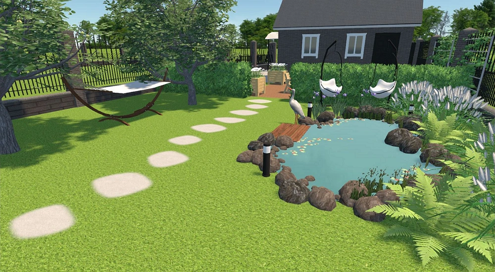 Backyard area with a hammock