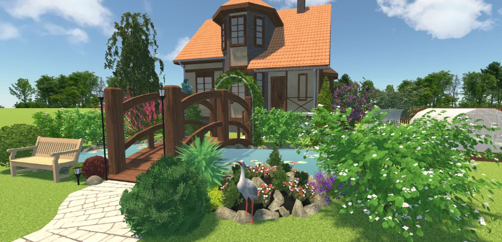 Stagno e giardino