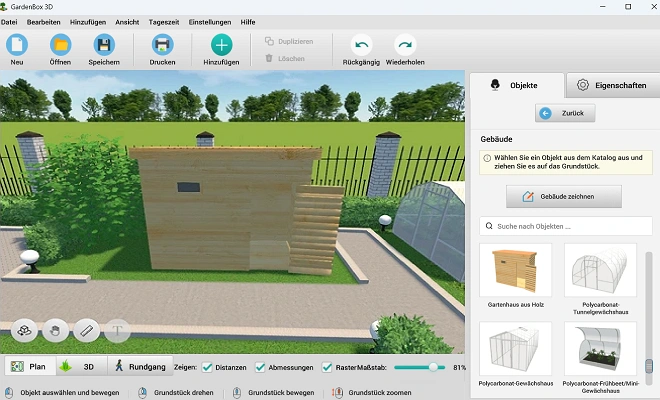 Platzieren Sie Haus, Garten und Gemüsegarten