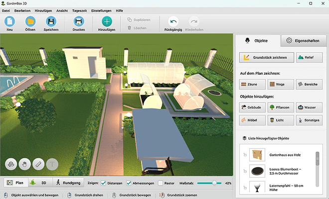 Erkunden Sie Ihr Projekt in 3D und exportieren Sie die finale Darstellung