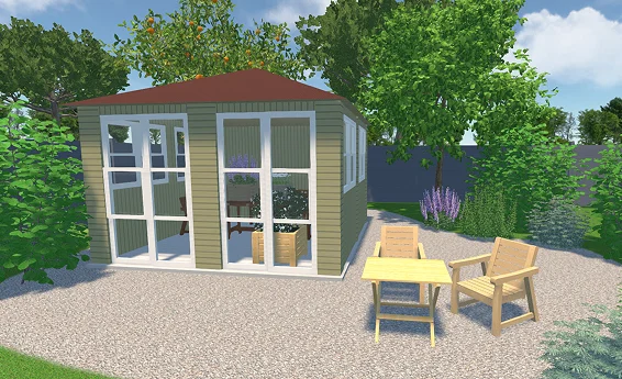 Building with panoramic doors