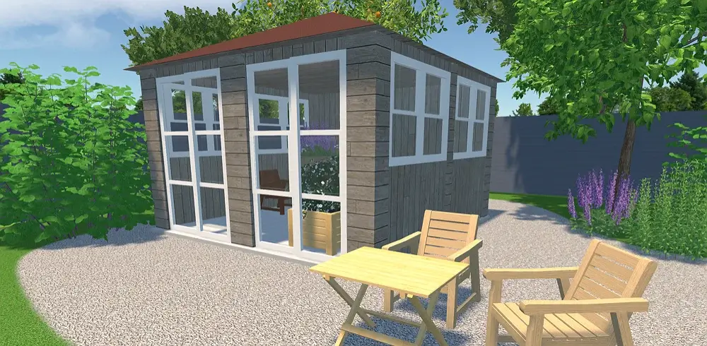 Abri de jardin en planches grises