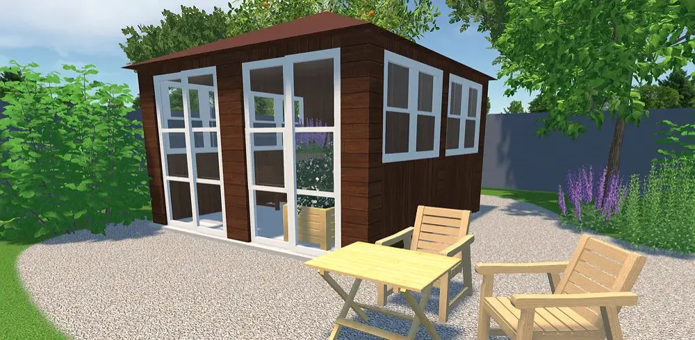 Abri de jardin en planches brun foncé