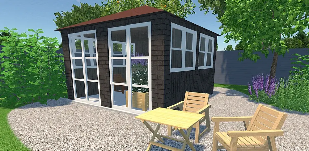 Abri de jardin en briques gris foncé