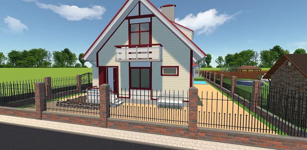 Orange and Gray Brick Fence
