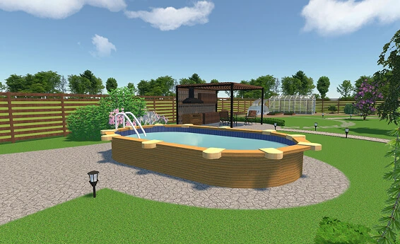 Above-ground wooden pool