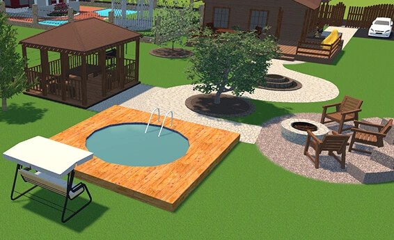 A round swimming pool