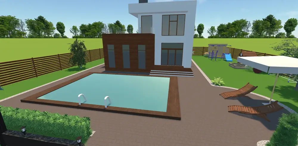 Dark walnut wood pool shell
