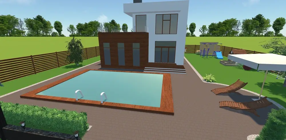 Dark oak wood pool shell