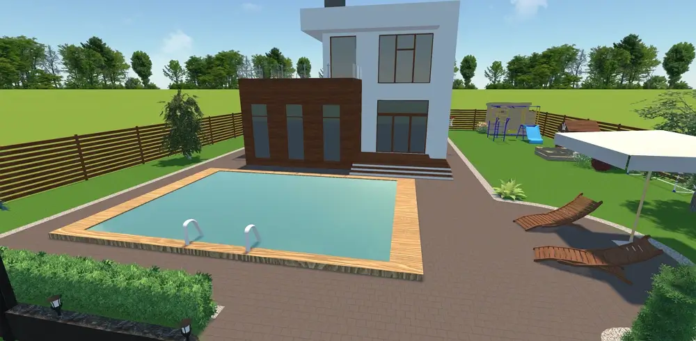 Light oak wood pool shell