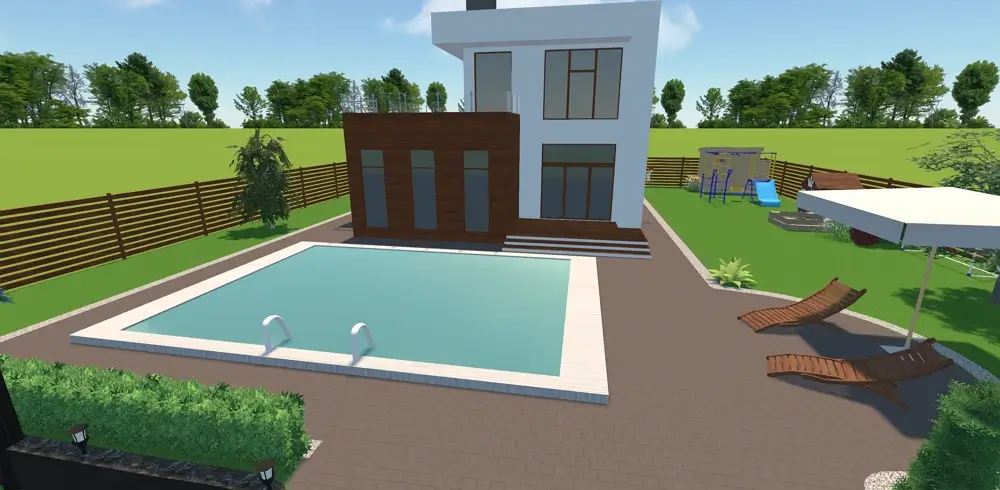 Light grey wood pool shell