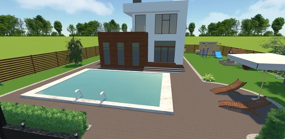 White granite pool shell