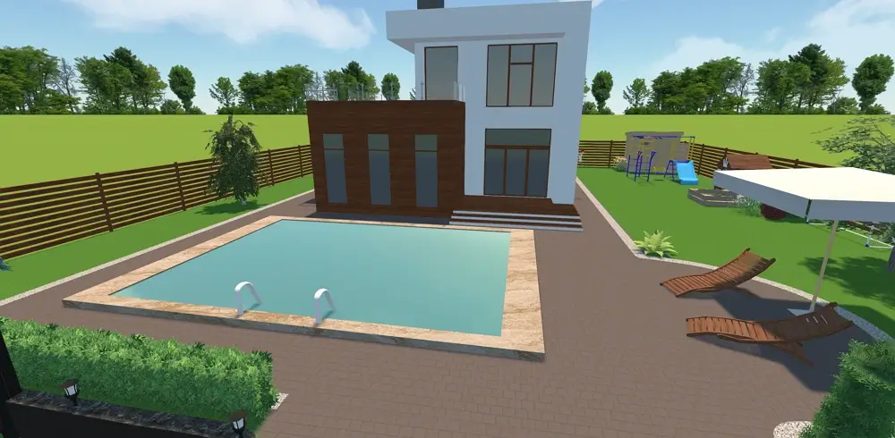 Grey-brown granite pool shell