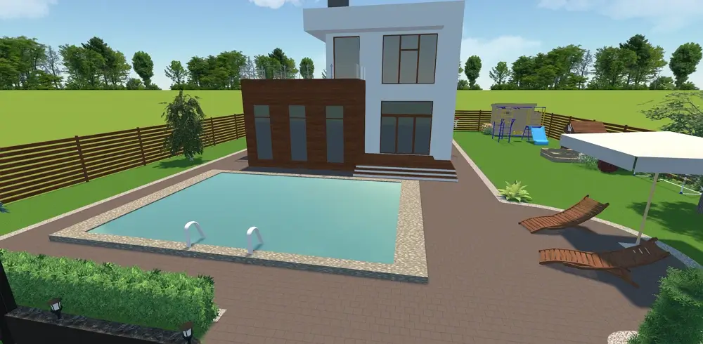 Crushed stone swimming pool shell