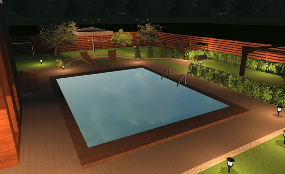 Classic swimming pool at night