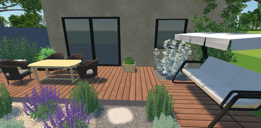 Patio with brown boards
