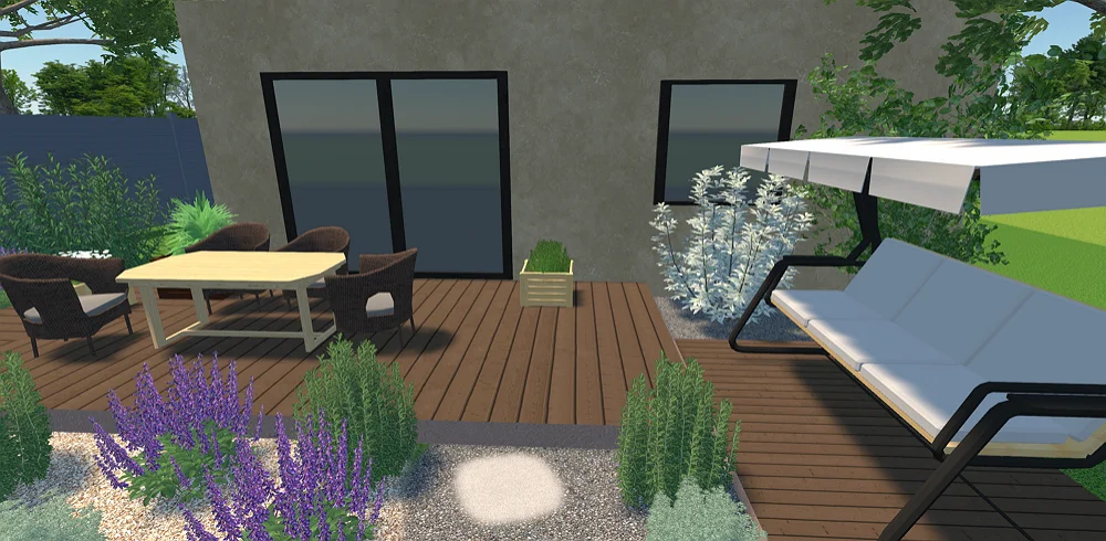 Dark brown boards patio