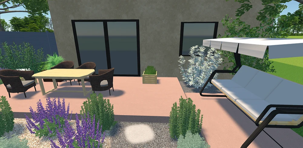 Pink concrete terrace