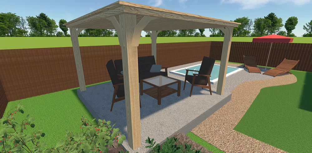 Dark pine wood pergola