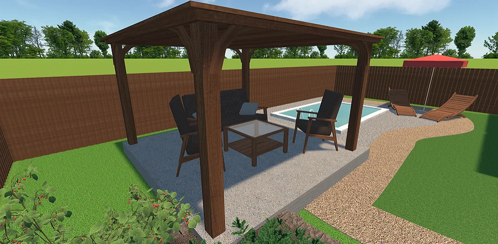 Walnut wooden pergola