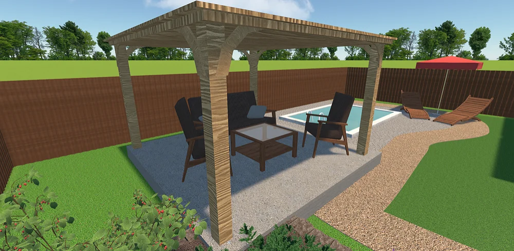 Pergola in light oak wood