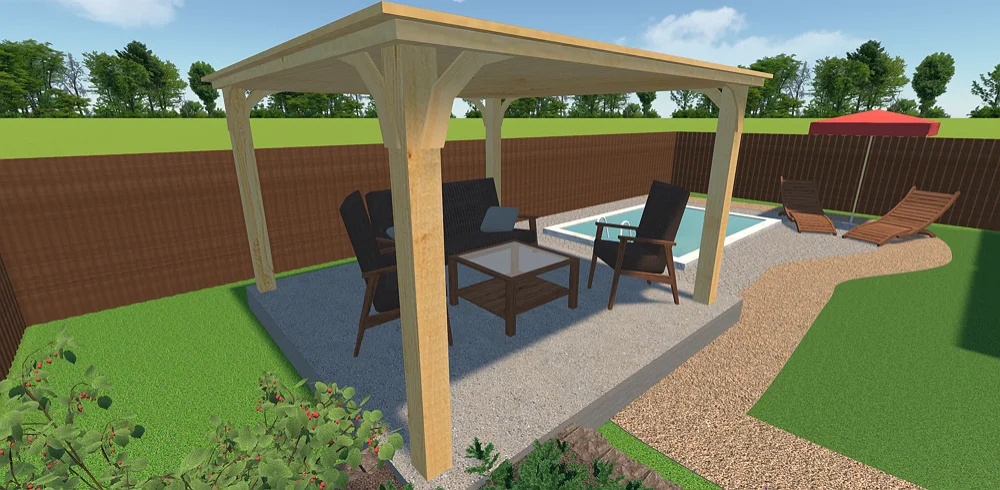 Pergola in light pine wood