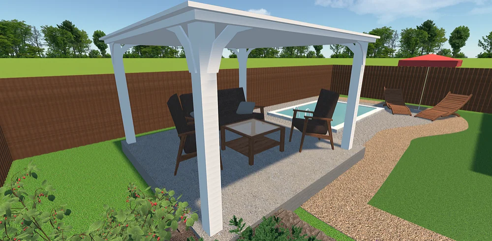 White painted wooden pergola