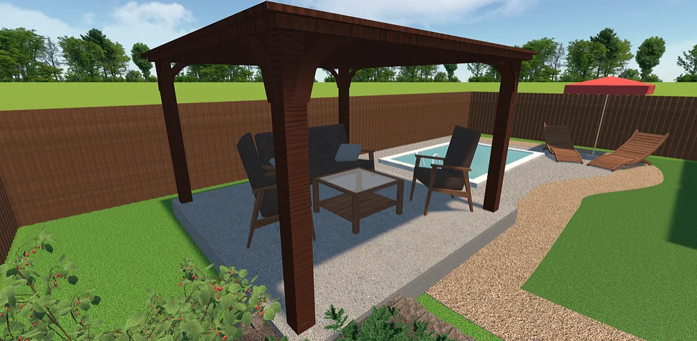 Dark wood pergola